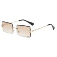thumbnail image 1 of Esquirla Chic Rectangle Cut Rimless Sunglasses Tinted Lens Eyeglasses Eyewear Shade Brown, 1 of 6