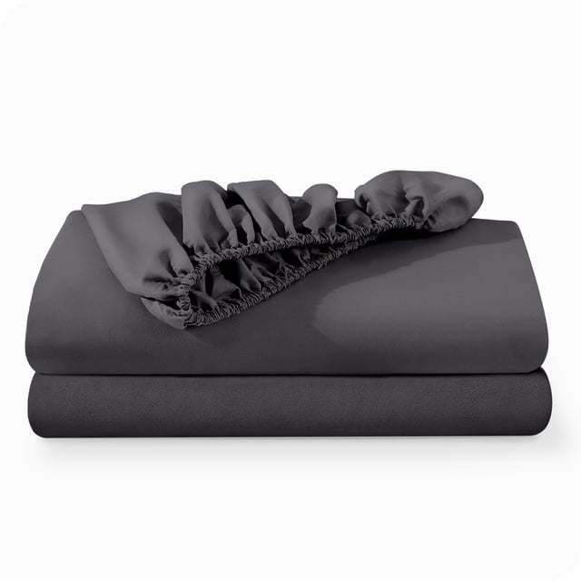 Bare Home 2-Pack Fitted Sheets - Premium 1800 Collection - Ultra-soft - Deep Pocket - Short Queen, Forged Iron Gray
