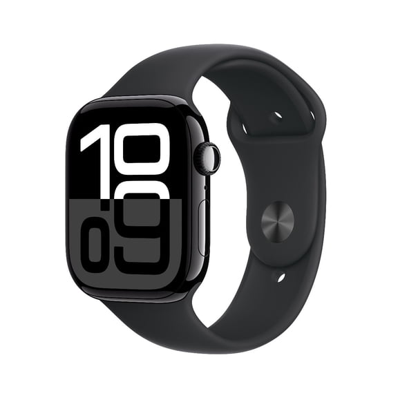 Restaurée Apple Watch Series 10 (GPS + Cellulaire) Montre Intelligente Boîtier en Aluminium avec Bracelet Sport Noir Boîte Ouverte