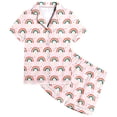 thumbnail image 1 of Rainbow Printed Childrens Short Sleeve Button Down Pajama and Shorts Two Piece Sleep Set for Girls, 1 of 4