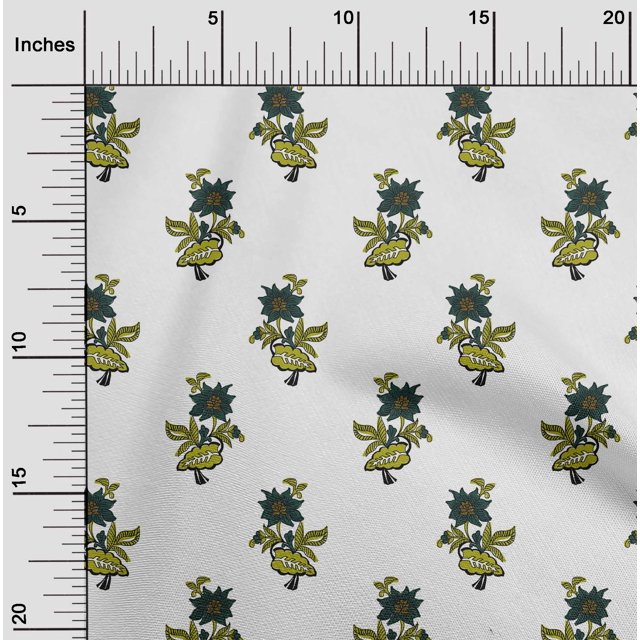 oneOone Polyester Lycra Fabric Leaves & Floral Block Fabric Prints By Yard 56 Inch Wide