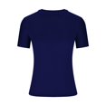 thumbnail image 3 of Meichang T-Shirts pour Femmes Coupe Ajustée Couche de Base T-Shirts Manches Courtes Col Rond T-Shirts Couleur Unie T-Shirts Basiques Confortables Légers Hauts d'Été, 3 of 5