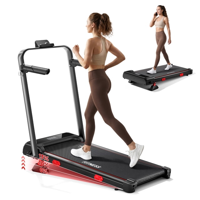 RHYTHM FUN Tapis Roulant Pliable avec Inclinaison, Tapis de Marche Portable 2,5 Hp avec Poignée pour la Maison et le Bureau, Écran LED, Télécommande et Capacité de 300 Lb