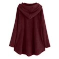 thumbnail image 4 of Womens Cardigan Plus Size Button Plush Tops Hooded Loose Cardigan Wool Coat Winter Jacket Navy Xl, 4 of 5