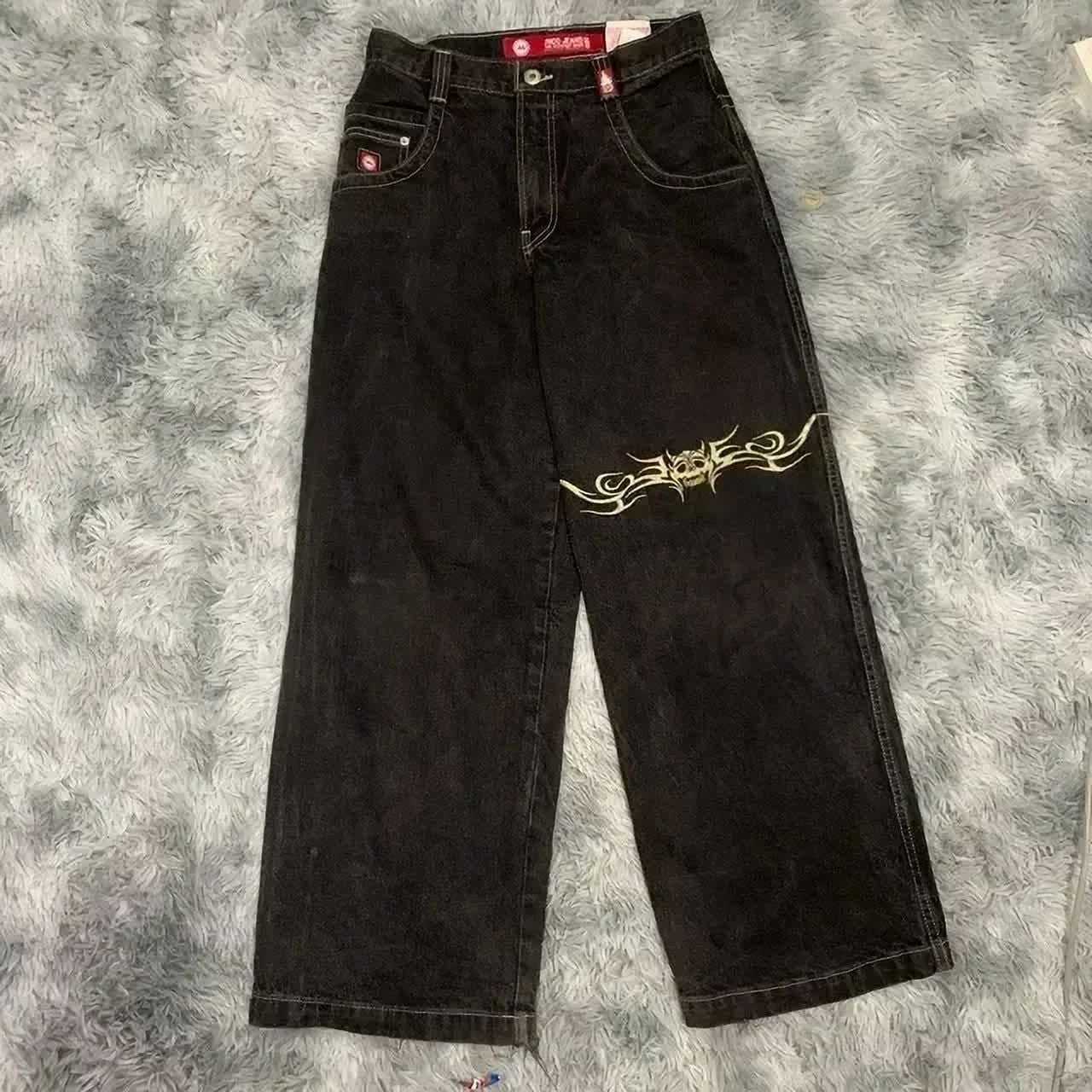 JNCO Jeans New Harajuku Hip Hop Retro Skull Graphic Embroidered