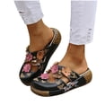 thumbnail image 4 of RKSTN Sandales pour Femmes Rétro à Fleurs Dimensionnelles en Matériau à Coutures Sandales Vintage à Semelle Compensée Chaussures Souples Confortables Sandales, 4 of 5