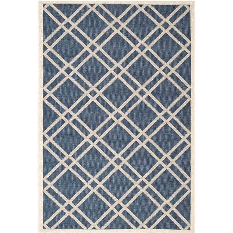 Safavieh Courtyard Navy Indoor Outdoor Rug - 4' x 5'7"