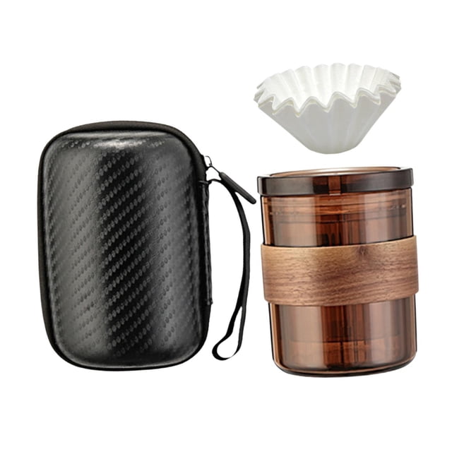 veasfak Pour over Coffee Maker 3 in 1 Paper Portable Tea Set for Cafe Outdoor Brown