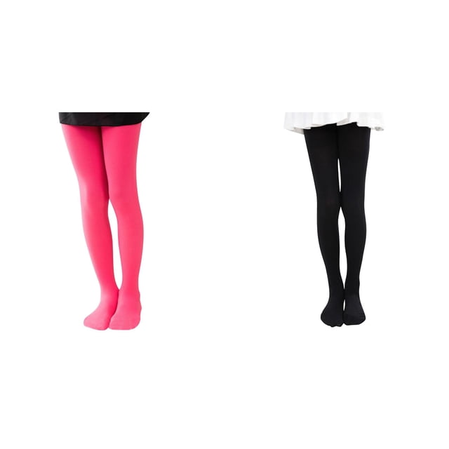 2 Pack(Black 1PCS & Watermelon Red 1PCS) Multipack Leggings Pantihose Stretchy Basic Full Length Ballet Dance Pants Pantyhose for Spring Summer Stocking