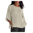 thumbnail image 1 of DPTALR Blouse Chemise Ample en Coton à Manches Courtes d'Été pour Femme à Col Rond, 1 of 6
