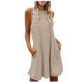 thumbnail image 2 of Robes d'Été Grande Taille pour Femmes 2024 Printemps et Col Suspendu Jupe Grand Dos Col Rond Sans Manches Robe Économisez jusqu'à 65 %!, 2 of 9