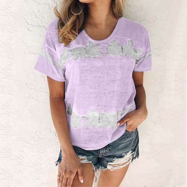 Wolfast T-Shirts pour Femmes Mode Femmes Mode T-Shirt Imprimé Manches Courtes Blouse Col Rond Hauts Décontractés Manches Courtes Blouses pour Femmes