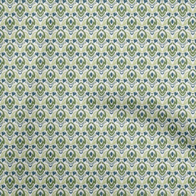 oneOone Cotton Cambric Forest Green Fabric Asian Block Print Tile Craft Projects Decor Fabric Printed By The Yard 42 Inch Wide