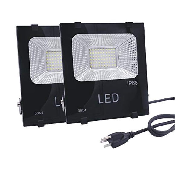 Lampe de Travail à LED Extérieure 10W (Équivalent 50W), 900lm 6000K Lumière du Jour Blanche, Étanche IP66, Cordon de 4 Pieds Prise US-3, Super Lumineuse, Sécurité, Jardin, Garage, Cour, Terrain de Basket, Lot de 2