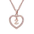 thumbnail image 1 of 26 Letters Z Heart Shape Pendant Necklace Rhinestone rose gold Rose Golden Clavicular Chain Jewelry Couple Gift, 1 of 6