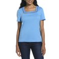 thumbnail image 1 of RAFAELLA Women's Square Neckline Short Sleeve Tee Shirt, 1 of 4