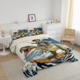 thumbnail image 3 of Erosebridal Cat Riding Dinosaur Comforter Sets Queen Size,Japanese style Bedding Queen Comforter Set,Ocean Bedroom Decor,Reversible,Ultra Soft,3 Pieces, 3 of 7