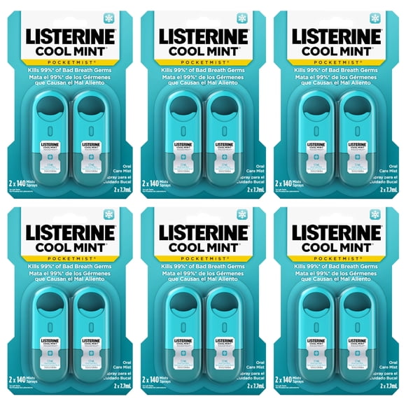 Listerine Cool Mint Pocketmist, Oral Care Mist for Fresh Breath, Non-Aerosol Sugar-Free Bad Breath Refresher Spray to Kill 99% of Bad Breath Germs, Portable, Cool Mint F