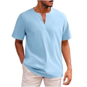Cfhntfmh T Chemises manches courtes T-Shirt en col V classique Casual Loose Comfy Summer Basic Tee Shirts Vêtements de vacances de plage pour homme