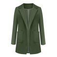 thumbnail image 3 of Women Open Front Pockets Cardigan Formal Suit Long Sleeve Blouse Coat, 3 of 6