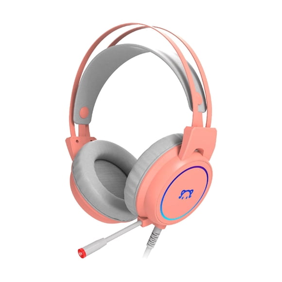 Gaming Headset Headphones with Noise Canceling Mic & Memory Foam Ear Pads for PC Pink USB