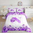 thumbnail image 2 of Erosebridal Ensemble de Couette Simple à Initiale Florale, Couette en Duvet à Fleurs et Papillons, Déco de Chambre pour Ados, Réversible, Léger, 2 Pcs, 2 of 8