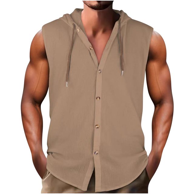 Birdeem Vest for Men Men Casual Solid Color Solid Color Sleeveless Hooded Blouse