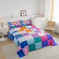 thumbnail image 3 of Erosebridal Checkered Gingham Bedding Sets Queen with Comforter, Colorful Rainbow Duvet Insert, Rectangle Geometry Reversible Bedding Queen Comforter Set, Lightweight Room Decorative, 3pcs, 3 of 8