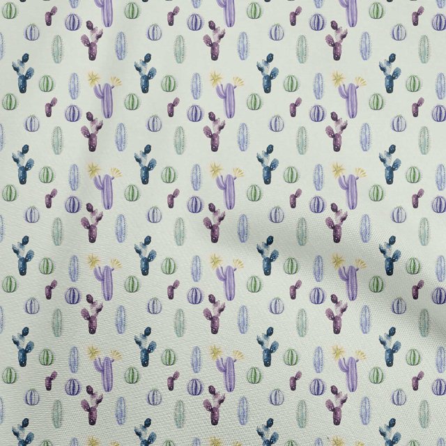 oneOone Polyester Spandex Light Beige Fabric Cactus Fabric For Sewing Printed Craft Fabric By The Yard 56 Inch Wide