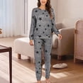 thumbnail image 2 of Teissuly Pyjama pour Femmes, Haut Décontracté à Manches Longues, Pantalon Ample Imprimé, Tenue d'Intérieur, Ensemble de Pyjama, 2 of 4