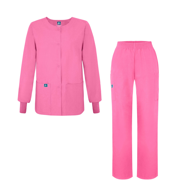 Adar Universal Women's Scrub Set - Warm-Up Scrub Jacket and Elastic Pull-On Pants