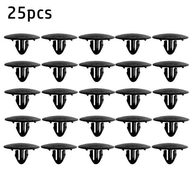 25 Pcs Clips de Retenue d'Isolation de Capot pour Toyota 90467-09050, en Plastique Noir durable avec un Trou de 7 mm, un Diamètre de Tête de 25 mm et une Longueur de Tige de 10 mm. Idéal pour les Pièces de Rechange Automobiles, Spécialement pour Fixer l'Isolation de Capot dans les Véhicules Toyota. l'Ensemble Comprend 25 Clips.