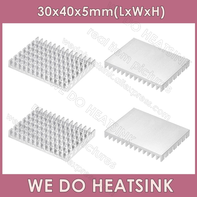 30*40*5mm Sans Ou avec Coussinet Thermique Aluminium Refroidisseur de Dissipateur Thermique Radiateur Refroidissement pour Raspberry Pi 4 Modèle B CPU Blanc Sans Coussinet 8 Pcs