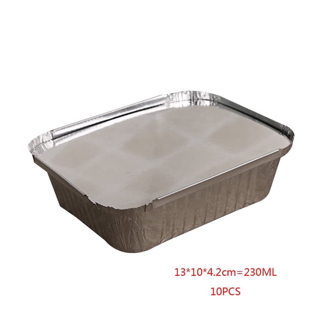 10 Pcs Rectangle Shaped Disposable Aluminum Foil Pan Take-out Food Containers