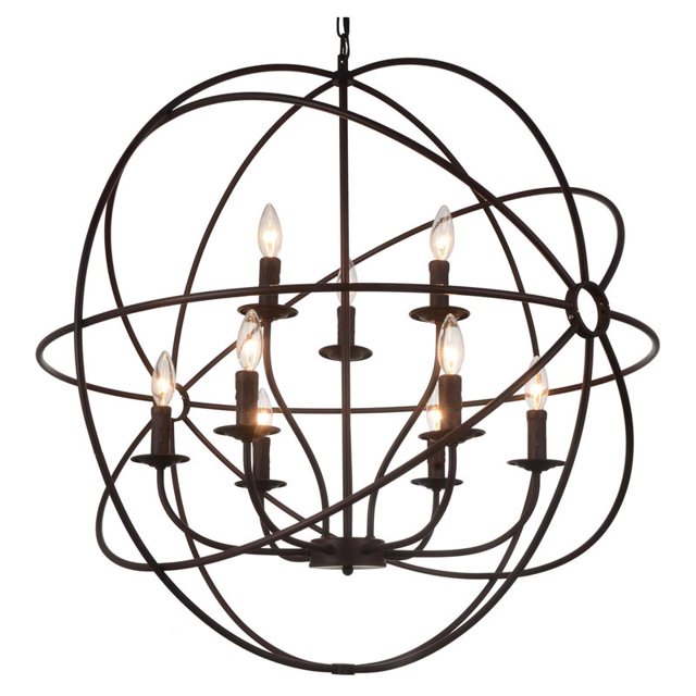 CWI Lighting Arza Lustre en Métal de Ferme de 9 Po en Brun