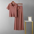 thumbnail image 2 of Ensembles Assortis pour Femmes Manches Courtes Col Rond Chemises Pantalons Larges Amples Pyjamas Ensembles Vêtements d'Été pour Femmes, 2 of 4