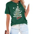 thumbnail image 2 of LUOGENLI T-shirts pour Femme pour Femmes Imprimé de Noël Col Rond T-Shirt pour Femmes Manches Courtes Haut Festif des Fêtes T-shirts Amusants pour Femmes T-shirts Graphiques Saint-Valentin Vert P, 2 of 4