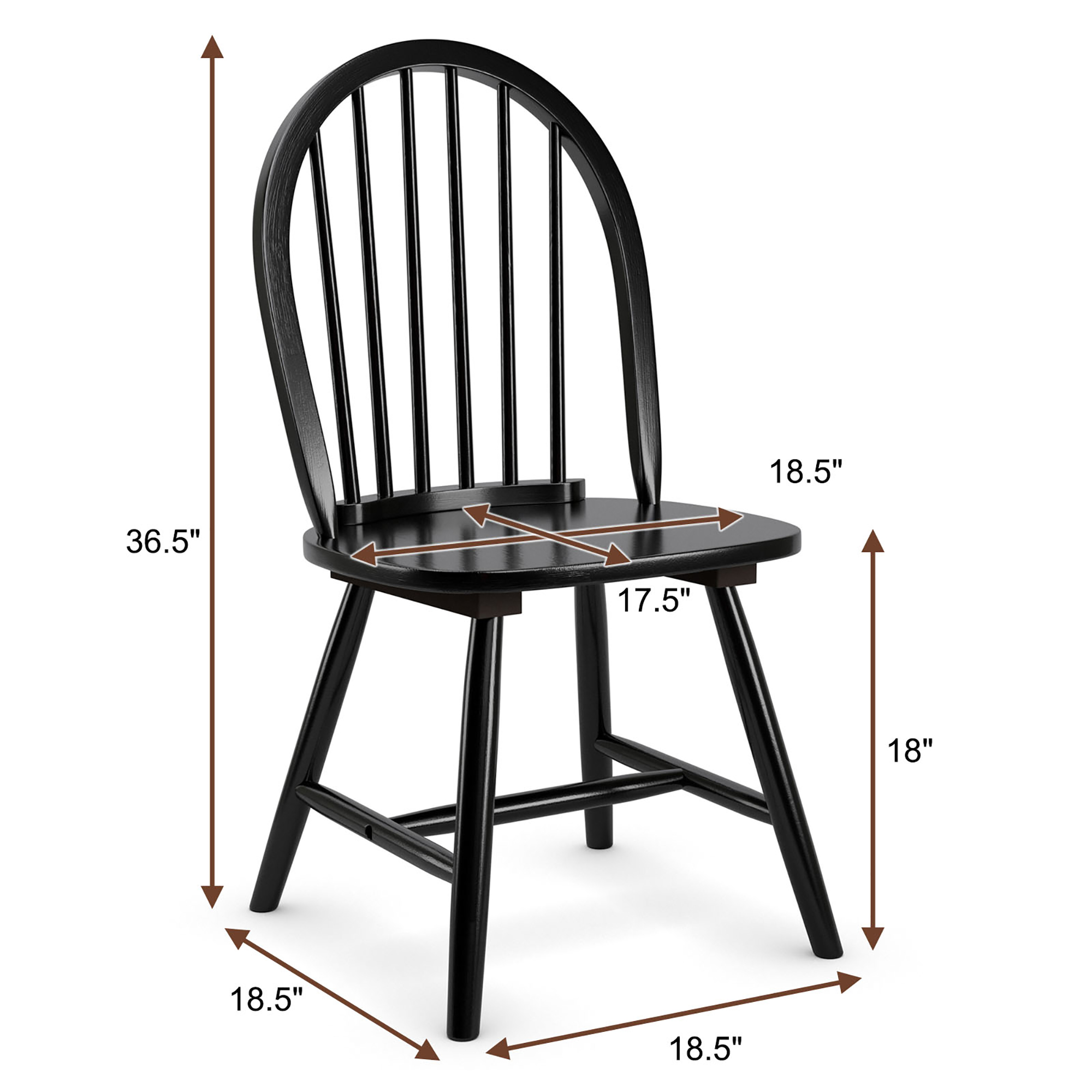 Costway Set of 4 Vintage Windsor Dining Side Chair Wood