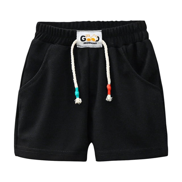 RIJOPUTY Shorts Garçon Taille 7 Shorts Athlétiques pour Garçons Shorts Rouges Shorts de Vélo avec Poches Vêtements Bébé Garçon 3 Mois Vêtements Garçon de 8 Ans Vêtements Garçon Taille 4, Noir 4-5 Ans