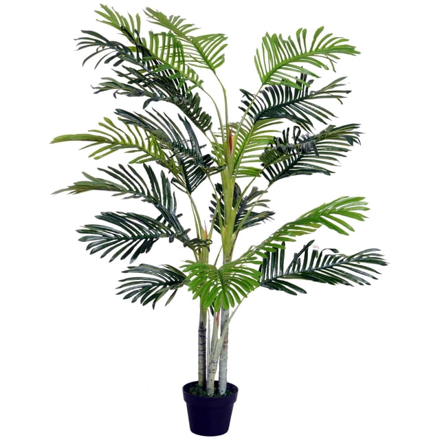 Outsunny 5FT Artificial Tropical Palm Tree Faux Plant with Lifelike Leaves