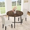 31.5 Inch Small Round Dining Table for 2, One-Piece Industrial Wood Kitchen Table, Space-Saving Farmhouse Table for Apartment and Small Spaces, Table Only,Walnut