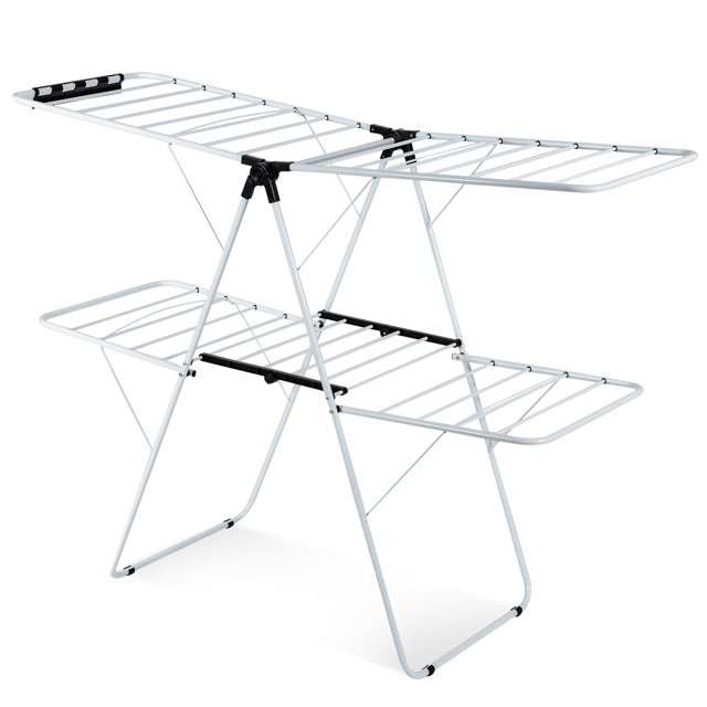 Patiojoy Folding Clothes Drying Rack 2-Layer Portable Dryer with Height Adjustable Wings for Outdoor Indoor Use