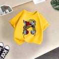 thumbnail image 5 of LUOGENLI T-Shirt pour Filles Enfant Filles Mignon Imprimé Graphique Col Rond Manche Courte Tee Été Décontracté T-Shirt Maxi Hauts Ensemble Été Jaune 3-4 Ans, 5 of 5