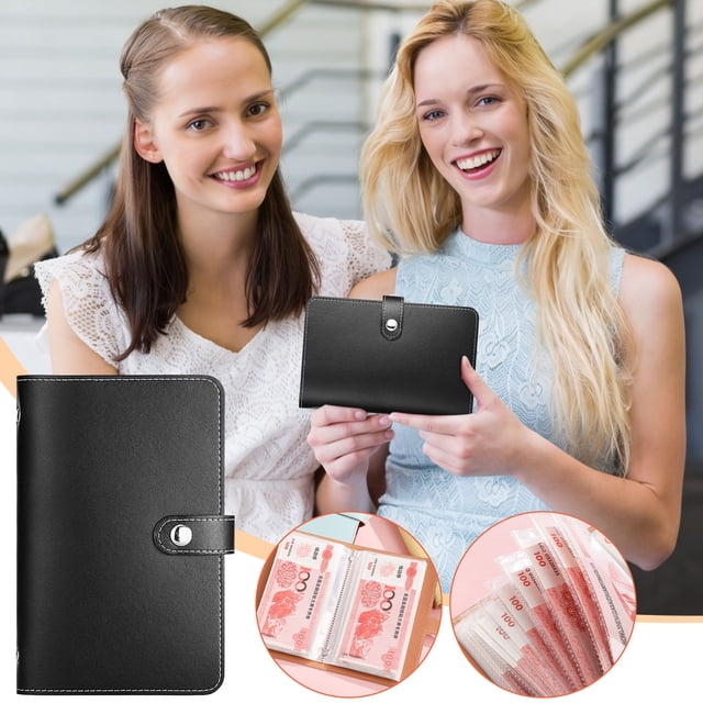 A6 Banknote and Cash Storage Book with Large Capacity, Faux Leather Money Organizer for Home Savings, Coin and Bill Album
