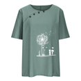 thumbnail image 4 of CHUANK Hauts pour Femmes en Liquidation à Moins de 10 $ Hauts pour Femmes Décontractés Printemps Été Manches Longues en Coton et Lin Imprimé Graphique Pissenlit Col Ras du Cou Blouses Vintage Hauts Grande Taille, 4 of 6