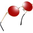 thumbnail image 1 of Joopin Lunettes de Soleil Rondes Hippie pour Femmes Hommes Lunettes de Soleil Rondes Protection UV (Rouge), 1 of 6