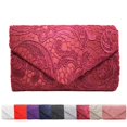 thumbnail image 1 of CHOK Lace Floral Envelope Handbag Evening Bag Wedding Bride Party Bag Coin Purses-White, 1 of 4