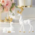 thumbnail image 3 of jifeng 2 Pcs Figurine de Cerf en Résine Décoration Statue Blanche, 3 of 9