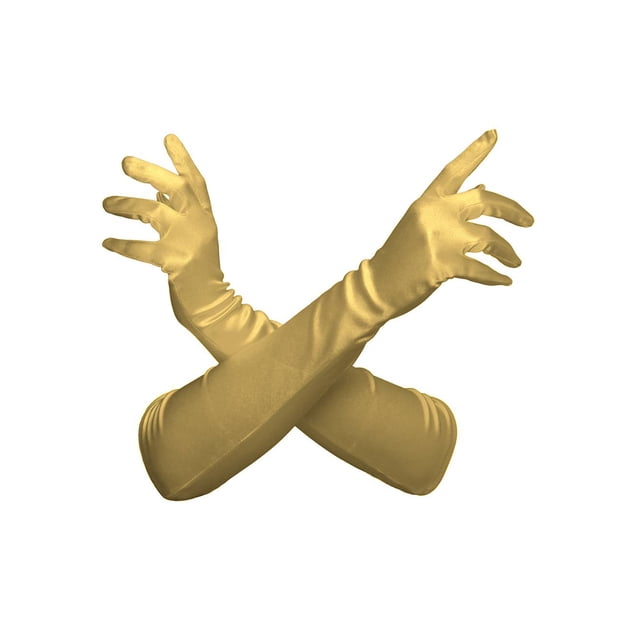 Gravity Threads Gants d'Opéra en Satin pour Femmes 18 Pouces Or
