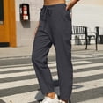 thumbnail image 2 of VEKDONE Womens Linen Long Pants Dark Gray XL, 2 of 7